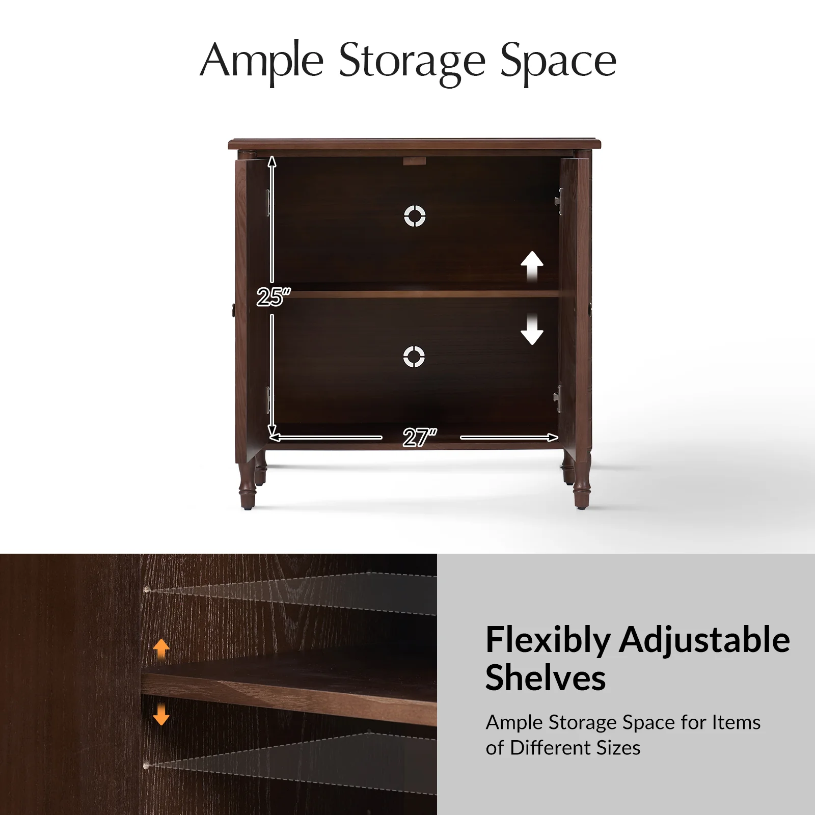 Deb 32" Wood Veneer Accent Cabinet with Adjustable Shelves, Modern Transitional Style - Image 29