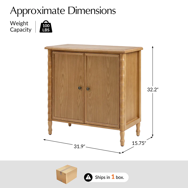 Deb 32" Wood Veneer Accent Cabinet with Adjustable Shelves, Modern Transitional Style - Image 3