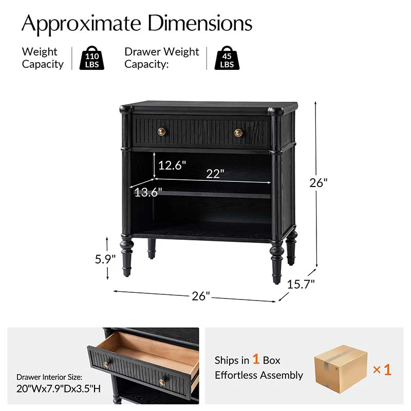 Derk Fluted Fronts Transitional End Table with Drawers and USB/Type-C Outlets - Image 16