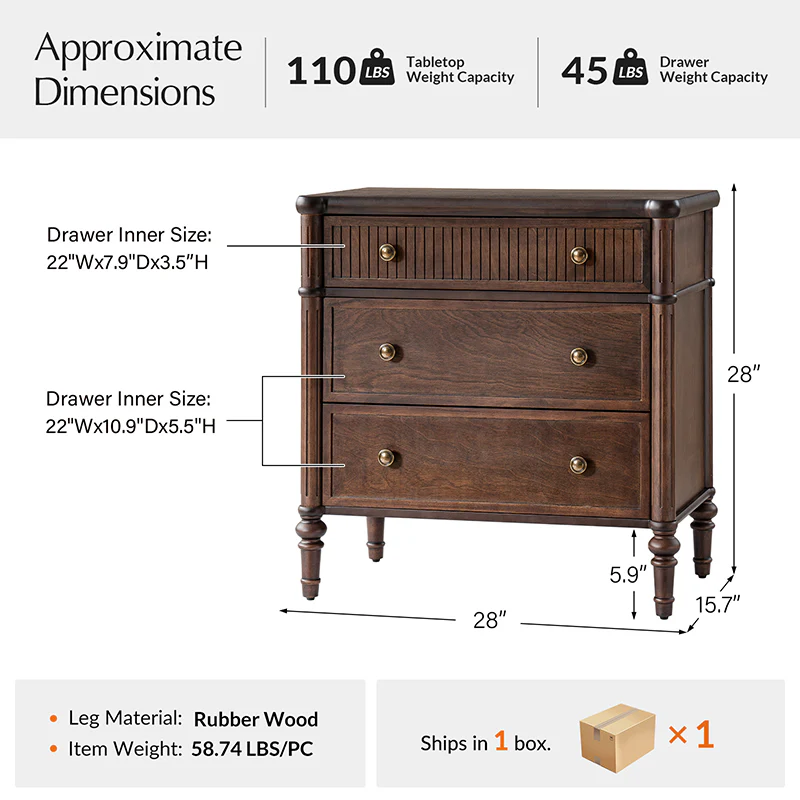 Derk Fluted Fronts Transitional End Table with Drawers and USB/Type-C Outlets - Image 23