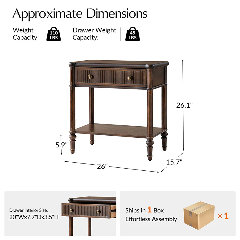 Derk Fluted Fronts Transitional End Table with Drawers and USB/Type-C Outlets - Image 37