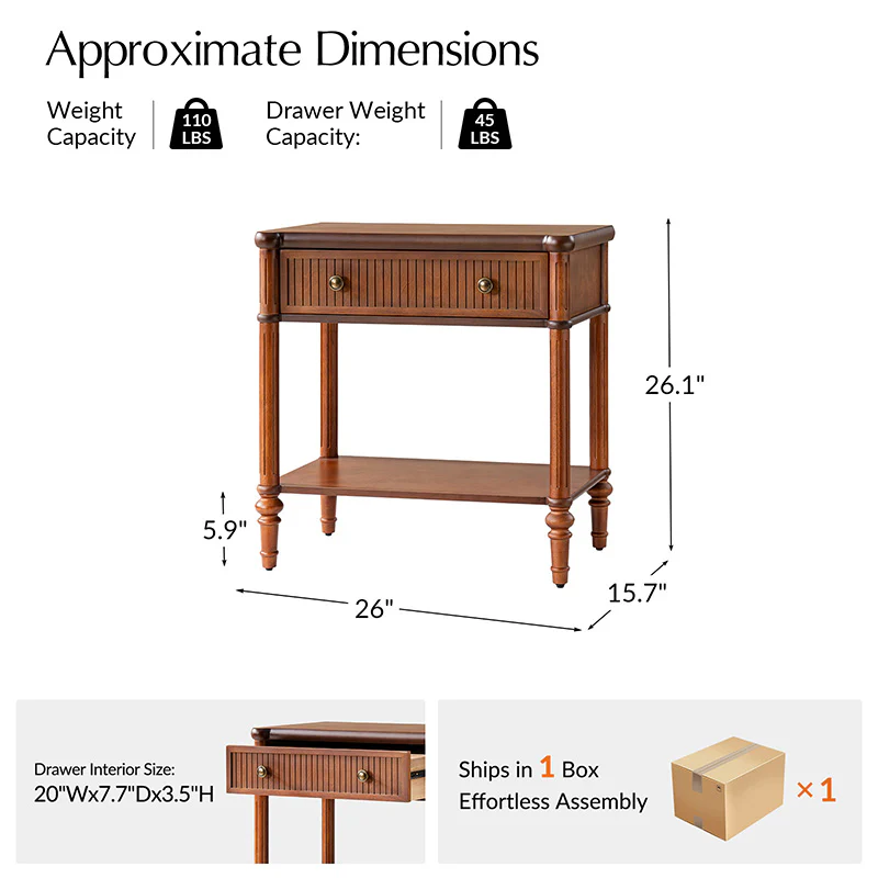 Derk Fluted Fronts Transitional End Table with Drawers and USB/Type-C Outlets - Image 44