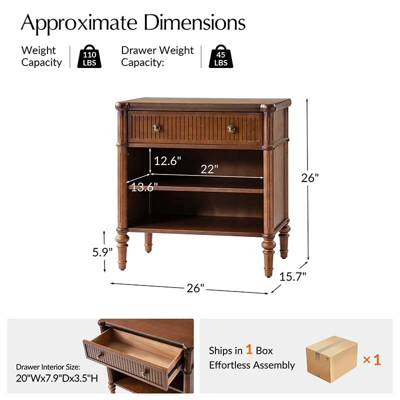 Derk Fluted Fronts Transitional End Table with Drawers and USB/Type-C Outlets - Image 9
