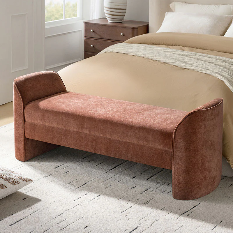 Diana 57" Wide Modern Chenille Upholstered Bench with Piped Edges and Foam Cushion - Image 10