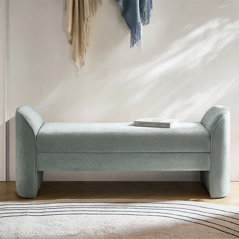 Diana 57" Wide Modern Chenille Upholstered Bench with Piped Edges and Foam Cushion - Image 18
