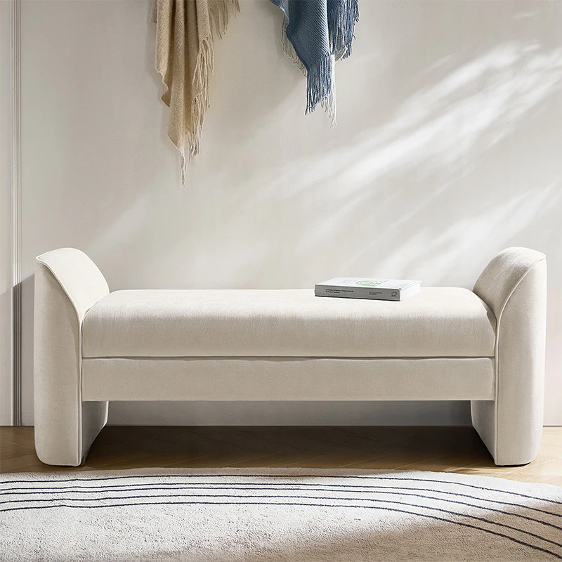 Diana 57" Wide Modern Chenille Upholstered Bench with Piped Edges and Foam Cushion - Image 26