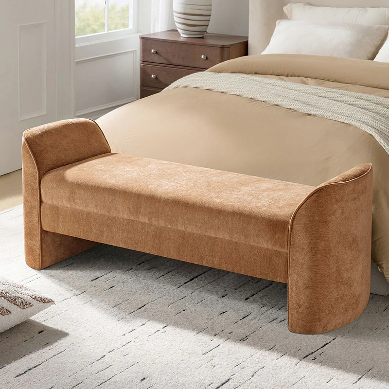 Diana 57" Wide Modern Chenille Upholstered Bench with Piped Edges and Foam Cushion - Image 34