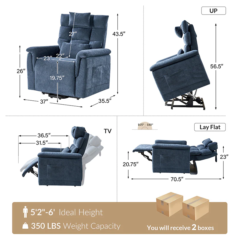 Lift Assist Power Recliner Geri Chair with Intense Massage And Heat - Image 4