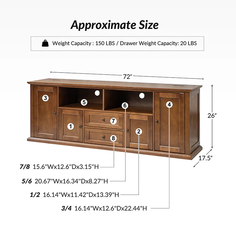 Edenia Traditional Storage TV Stand with Built-in Outlets - Image 3