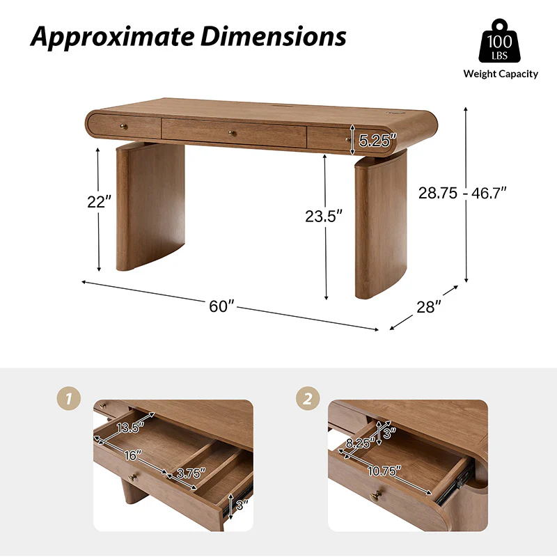 Louise Mid-century Modern Electric Adjustable Standing Desk with Wireless Charging - Image 12