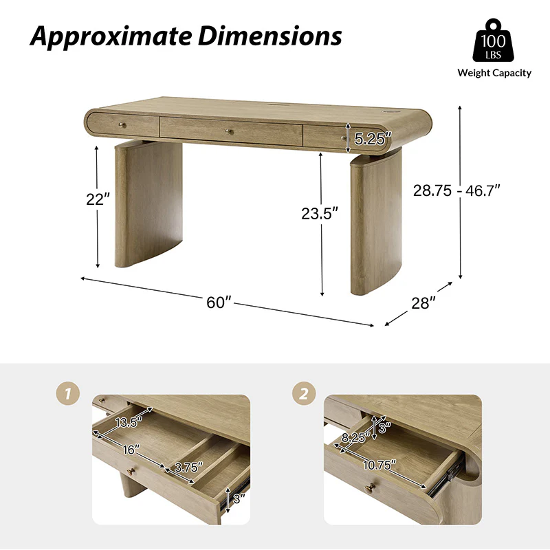 Louise Mid-century Modern Electric Adjustable Standing Desk with Wireless Charging - Image 4