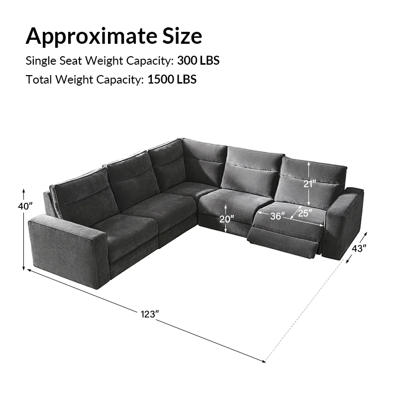 EliteNest Smart Modular Sofa Easy Assembly with Power Recliners - Image 51