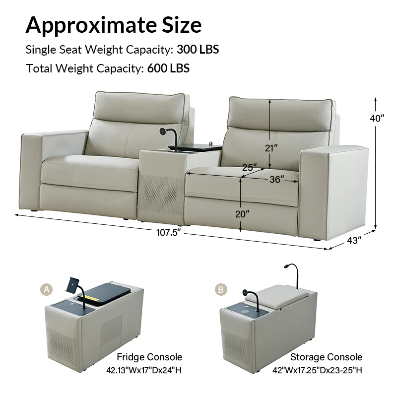 EliteNest Smart Reclining Theater Sofa with Speaker - Image 23
