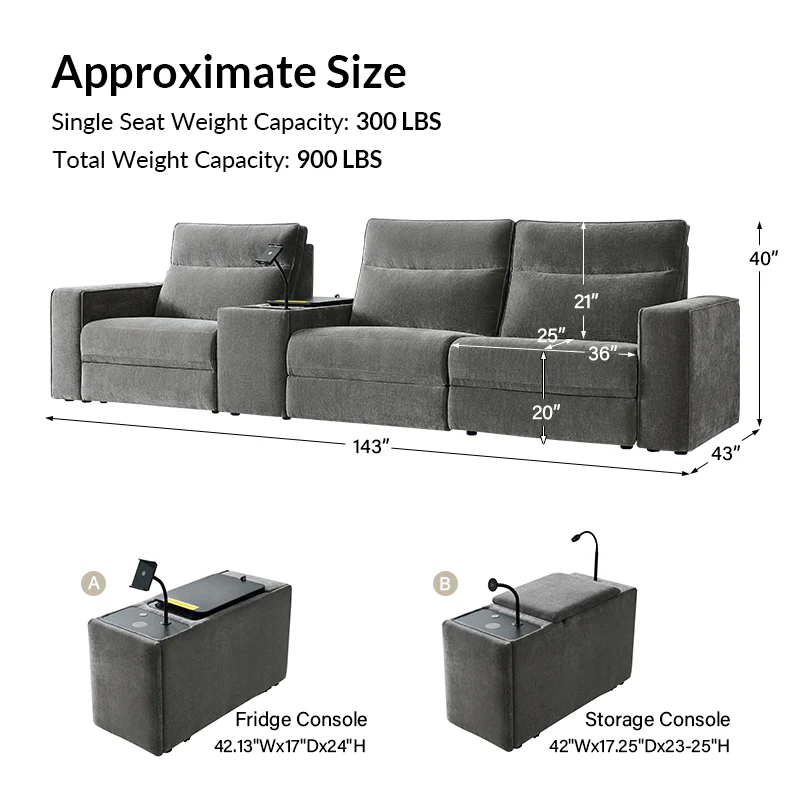 EliteNest Smart Reclining Theater Sofa with Speaker - Image 32