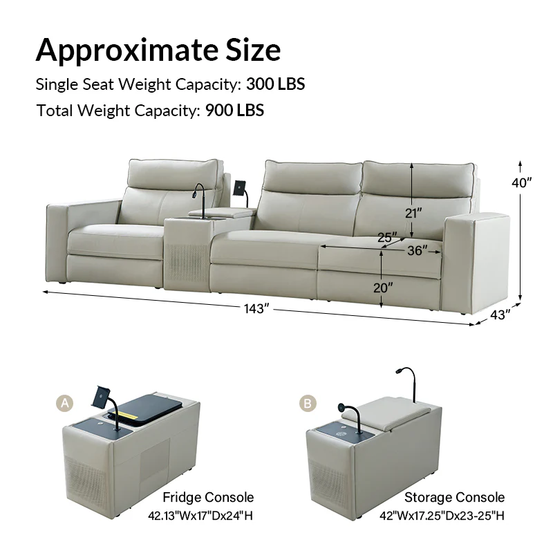 EliteNest Smart Reclining Theater Sofa with Speaker - Image 50