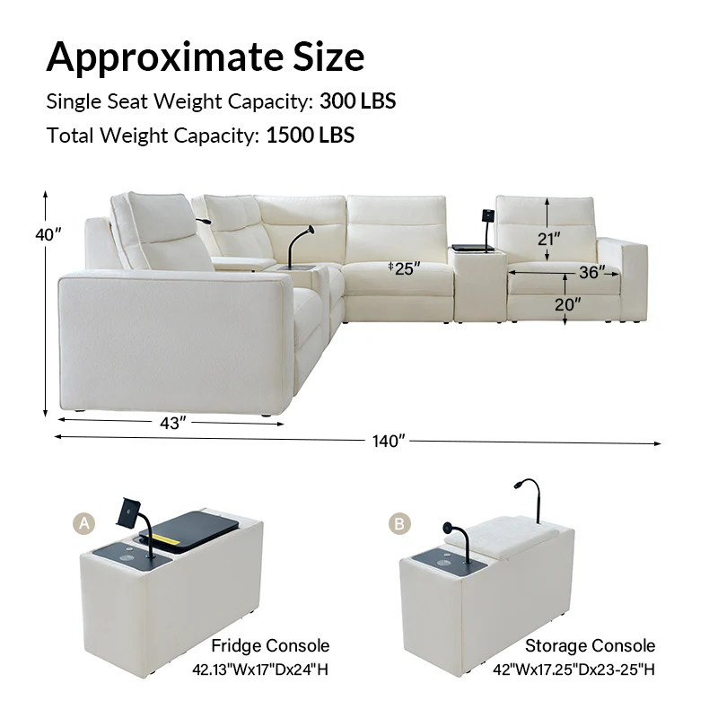 EliteNest Smart Reclining Theater Sofa with Speaker - Image 66