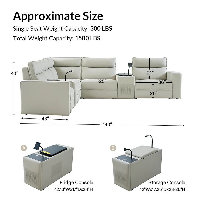 EliteNest Smart Reclining Theater Sofa with Speaker - Image 74