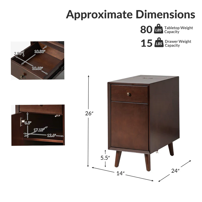 Vira End Table with Storage and Built-in Outlets(Optional Types) - Image 11