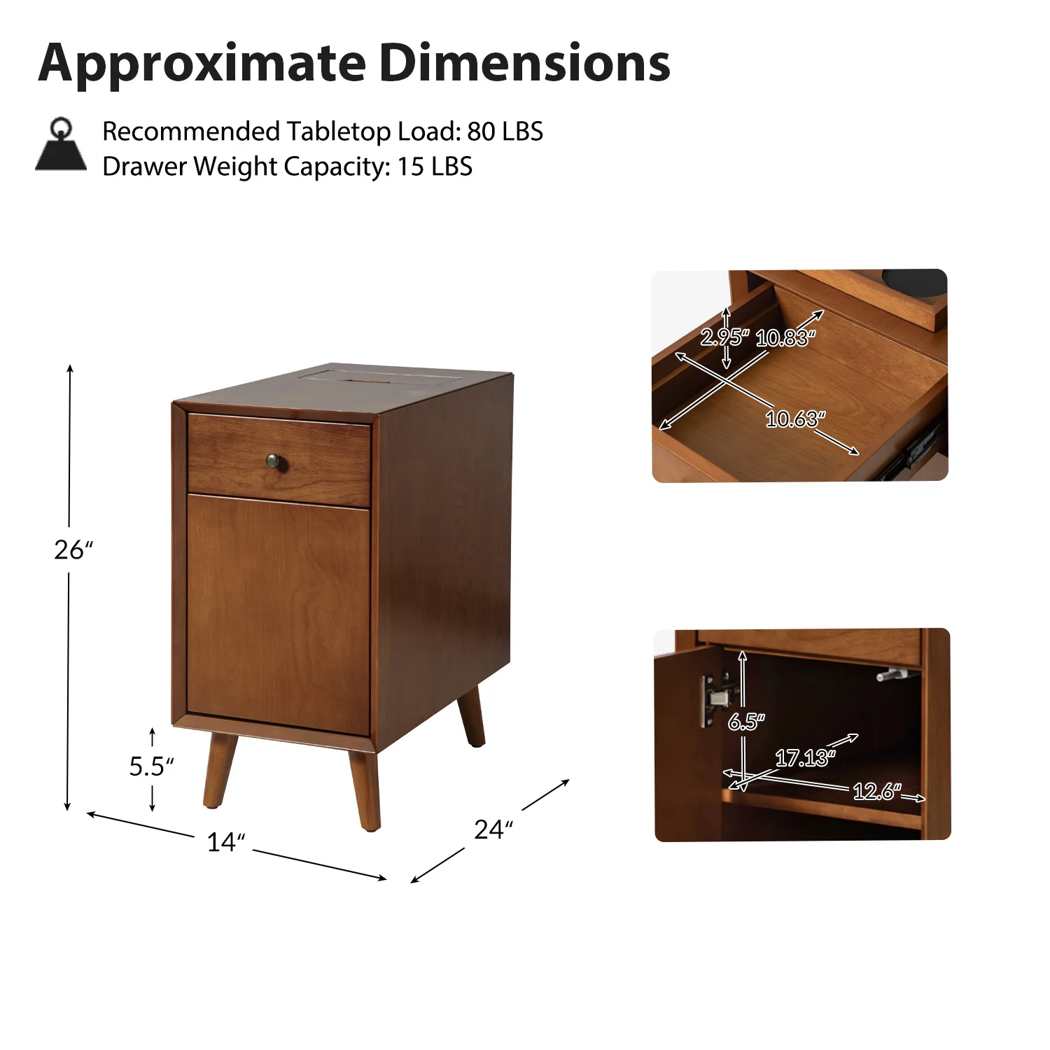 Vira End Table with Storage and Built-in Outlets(Optional Types) - Image 27