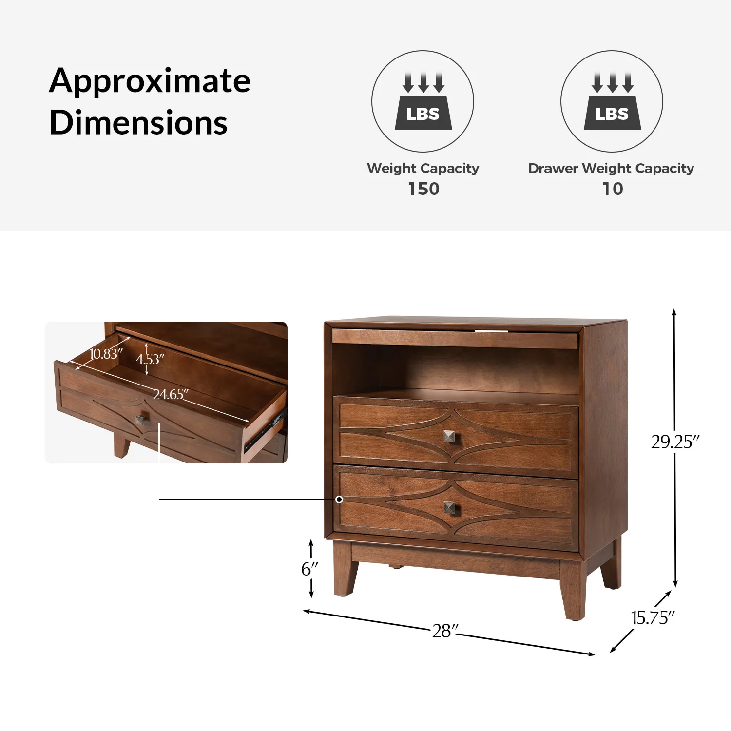 Josefa 3-Drawer End Table with Type-C and USB - Image 10