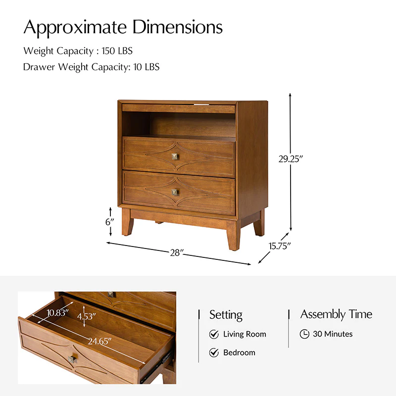 Josefa 3-Drawer End Table with Type-C and USB - Image 26