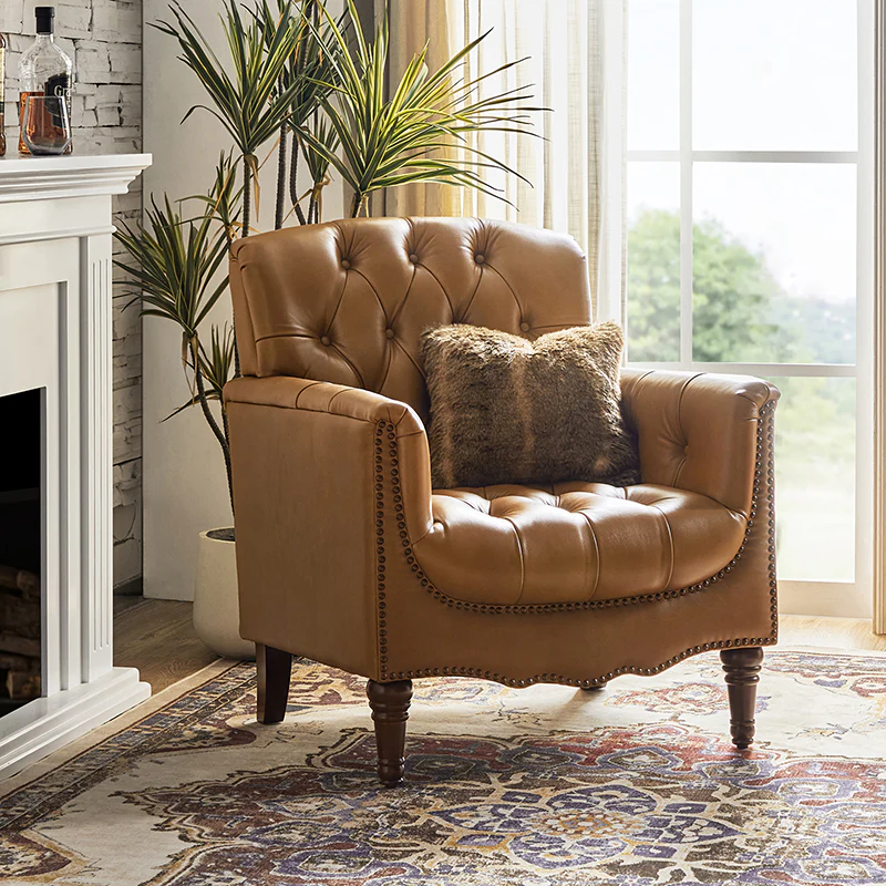 Enrique Genuine Leather Armchair - Image 9