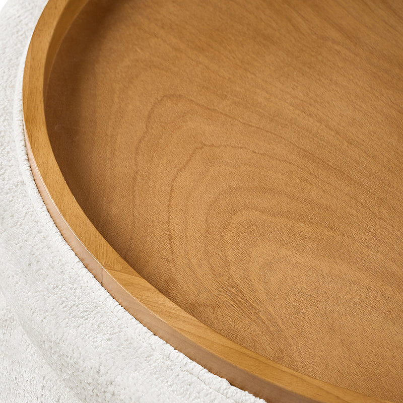 Eon Round Storage Ottoman with Reversible Tray – Soft Upholstered Accent Footstool - Image 14