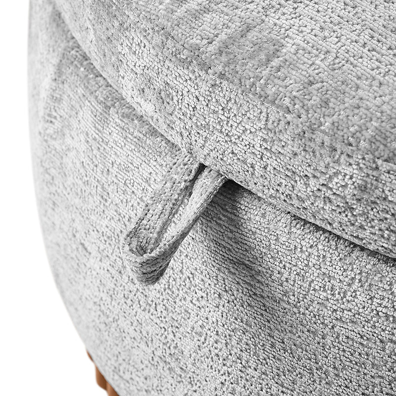 Eon Round Storage Ottoman with Reversible Tray – Soft Upholstered Accent Footstool - Image 22