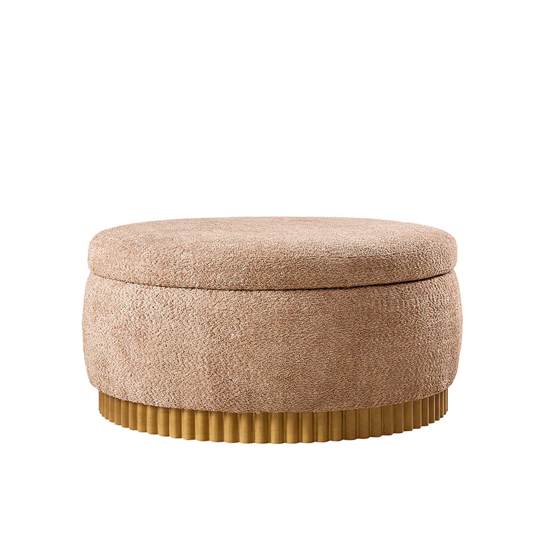 Eon Round Storage Ottoman with Reversible Tray – Soft Upholstered Accent Footstool - Image 5