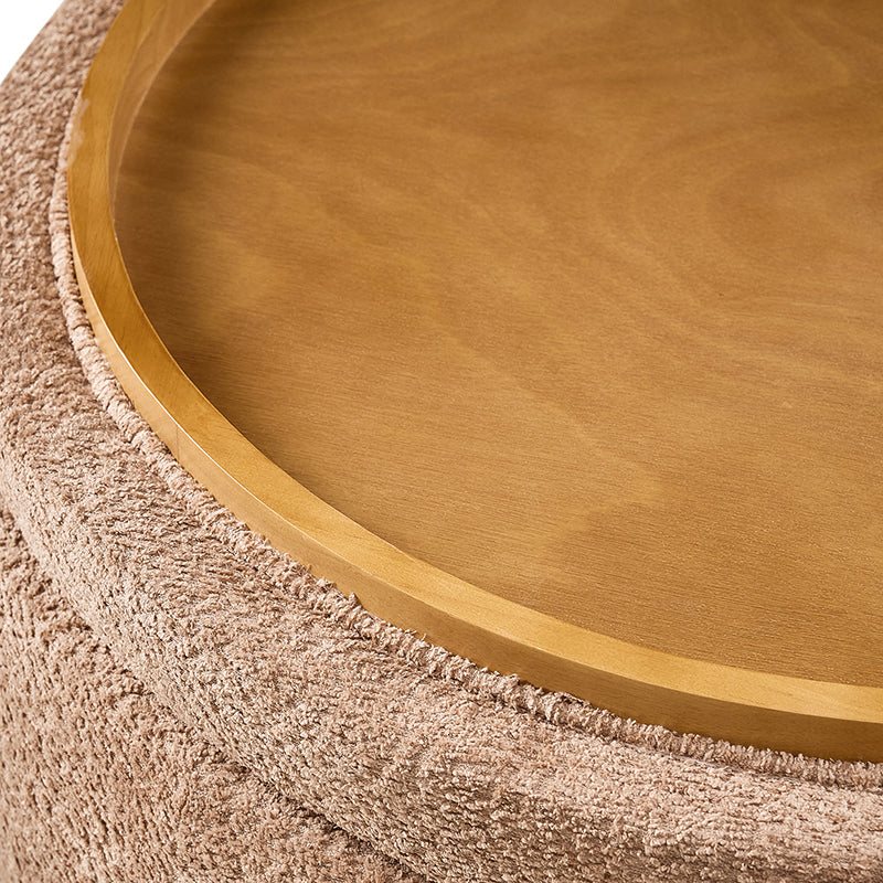 Eon Round Storage Ottoman with Reversible Tray – Soft Upholstered Accent Footstool - Image 6