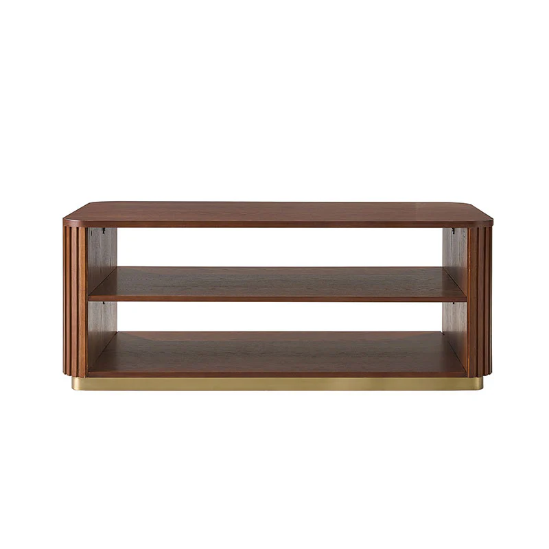 Esteban Modern Fluted Wood Coffee Table with Metal Base - Image 12