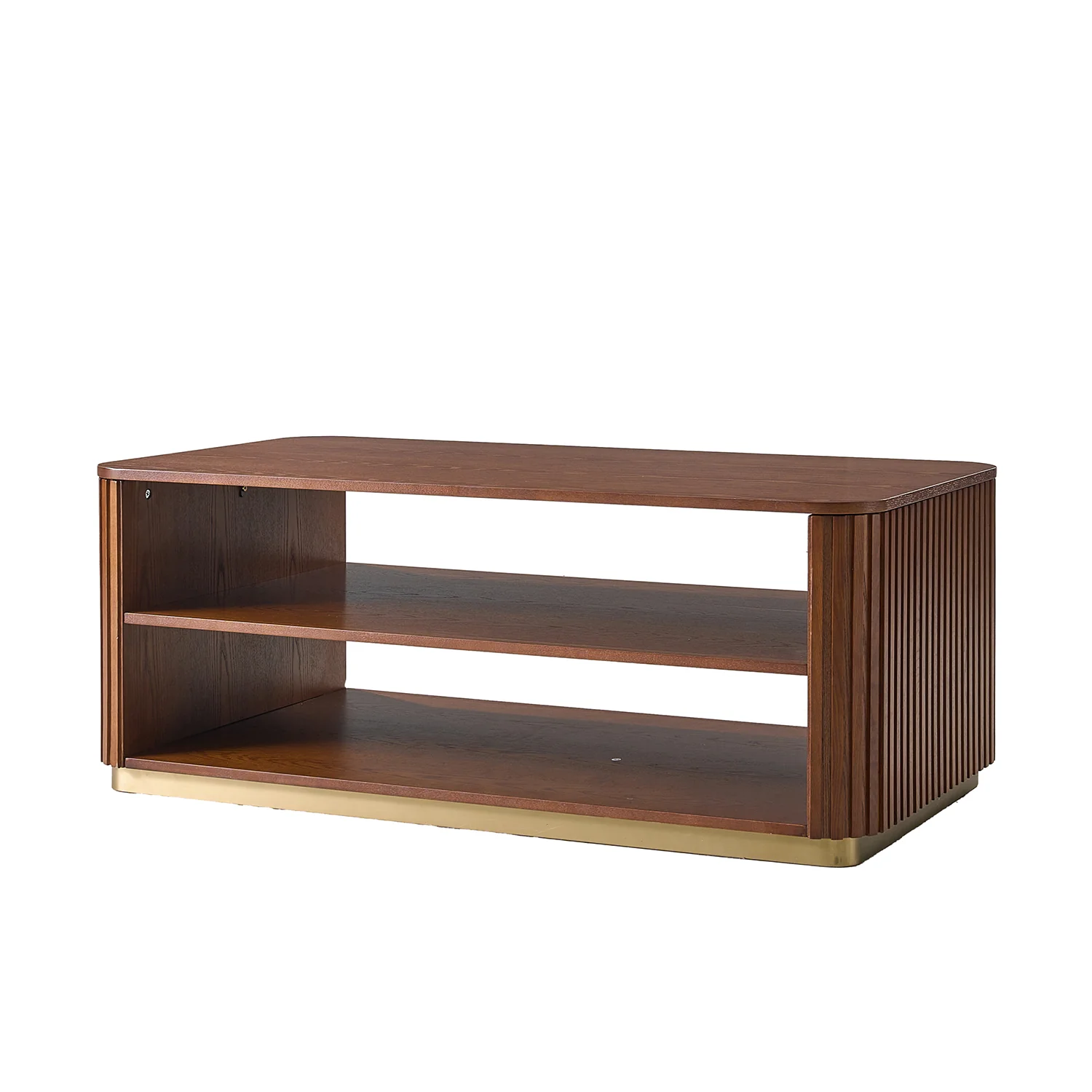 Esteban Modern Fluted Wood Coffee Table with Metal Base - Image 13