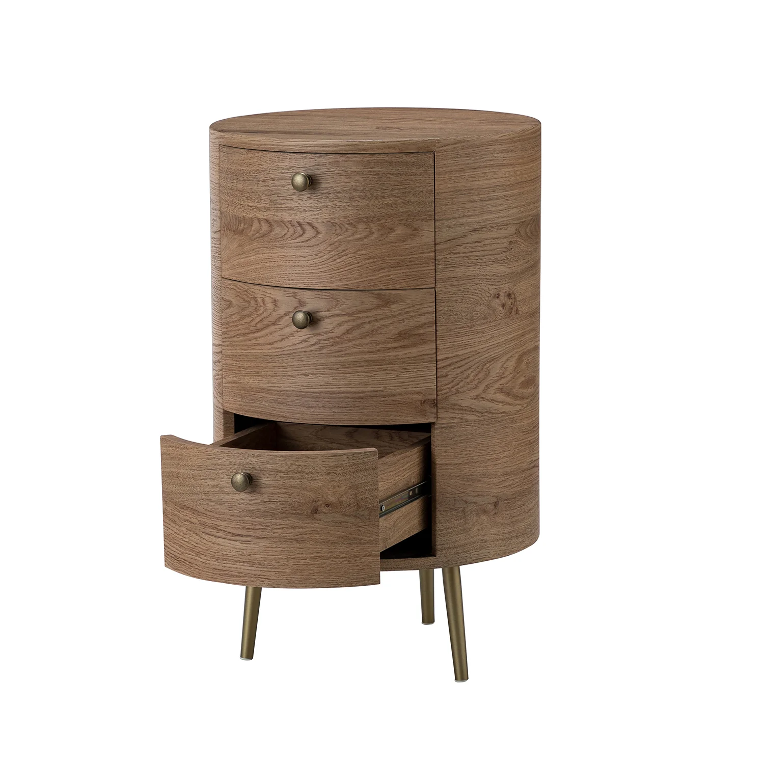 Etta 26" Tall Drum 3 - Drawer Round Boho End Table - Image 13