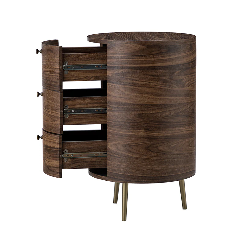 Etta 26" Tall Drum 3 - Drawer Round Boho End Table - Image 6