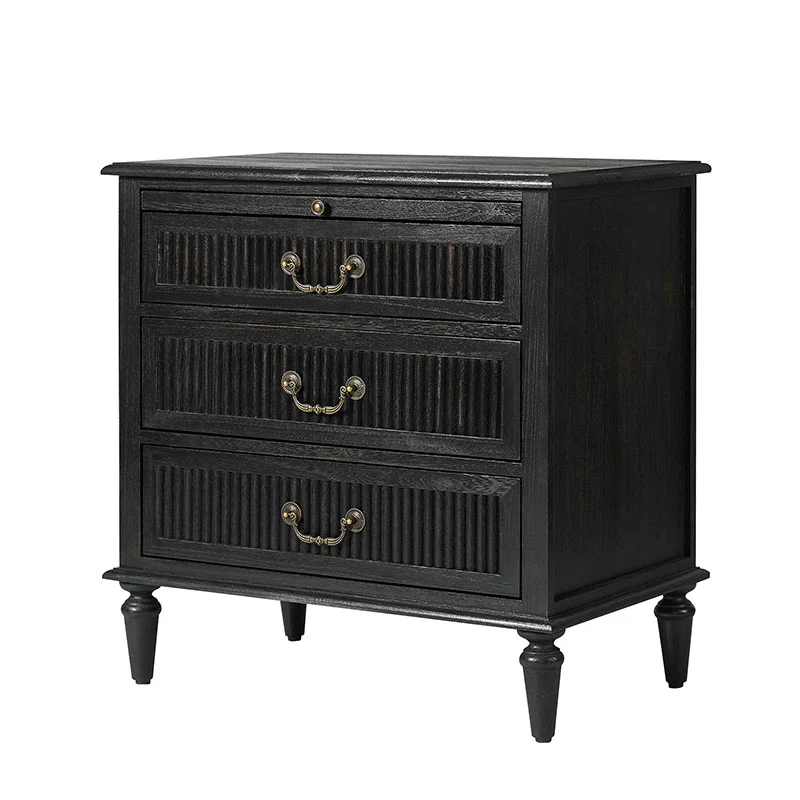 Farmhouse Solid Wood End Table with Fluted Drawer(Optional Types) - Image 11