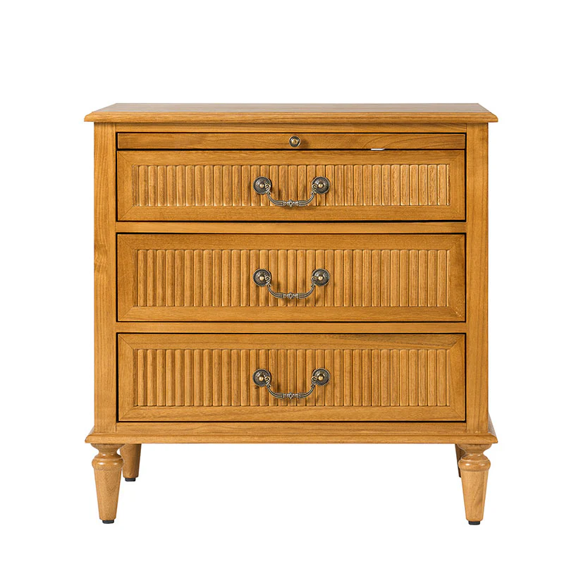Farmhouse Solid Wood End Table with Fluted Drawer(Optional Types) - Image 16