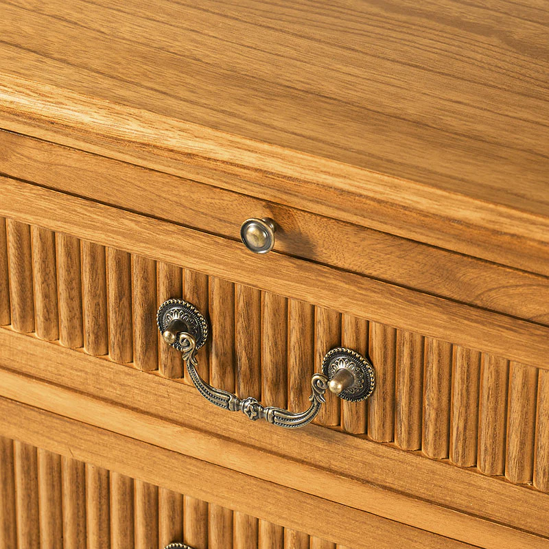 Farmhouse Solid Wood End Table with Fluted Drawer(Optional Types) - Image 19