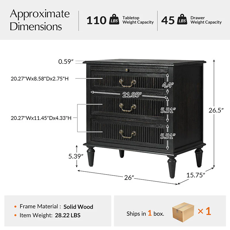Farmhouse Solid Wood End Table with Fluted Drawer(Optional Types) - Image 24