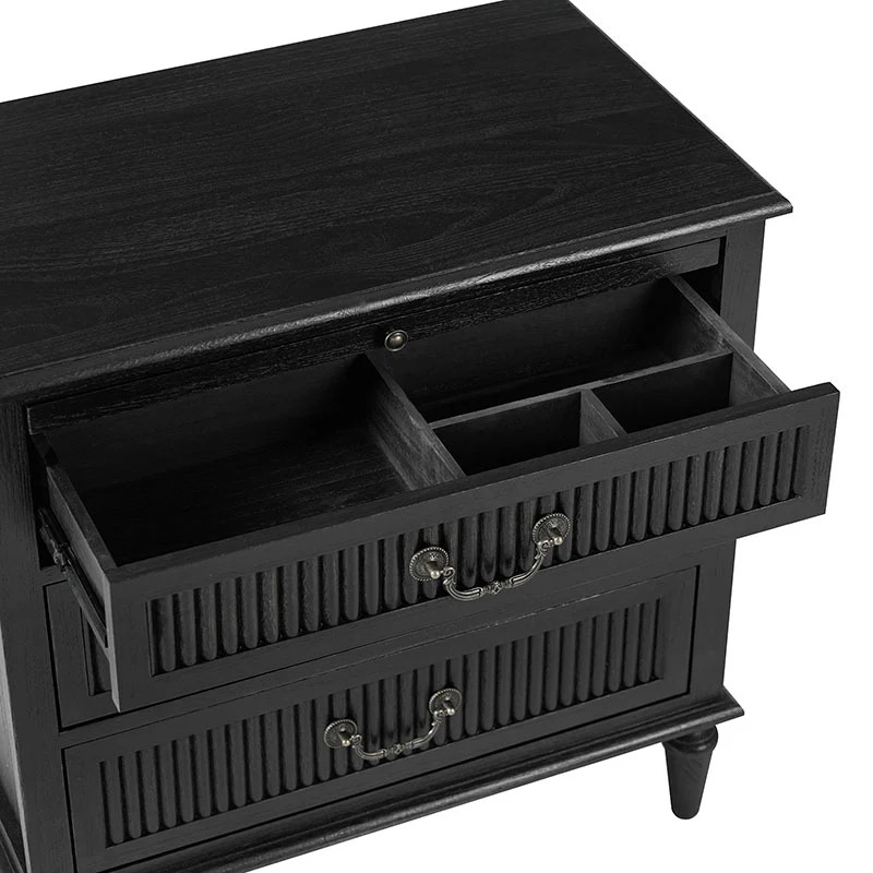 Farmhouse Solid Wood End Table with Fluted Drawer(Optional Types) - Image 26