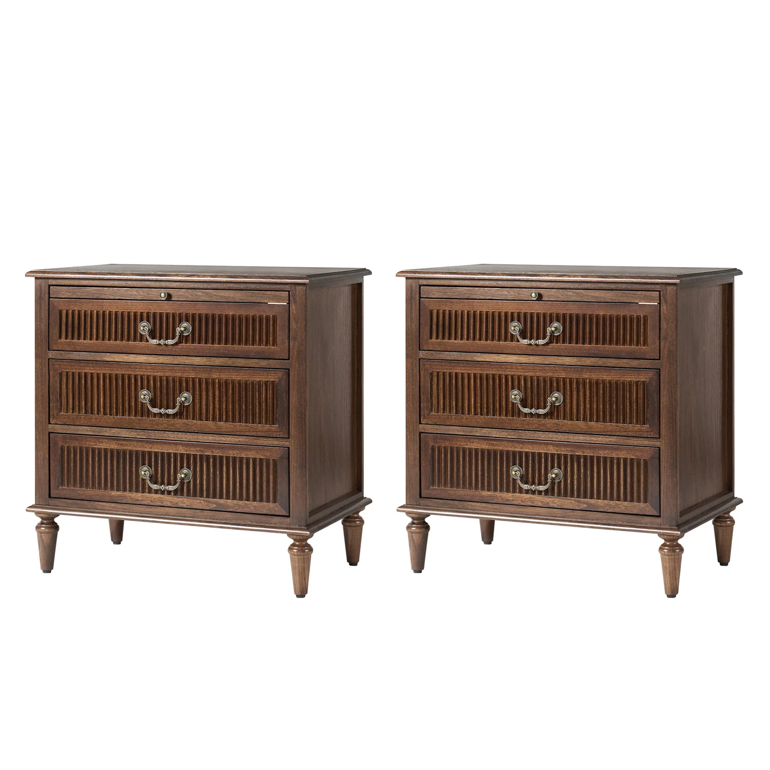 Farmhouse Solid Wood End Table with Fluted Drawer(Optional Types) - Image 28