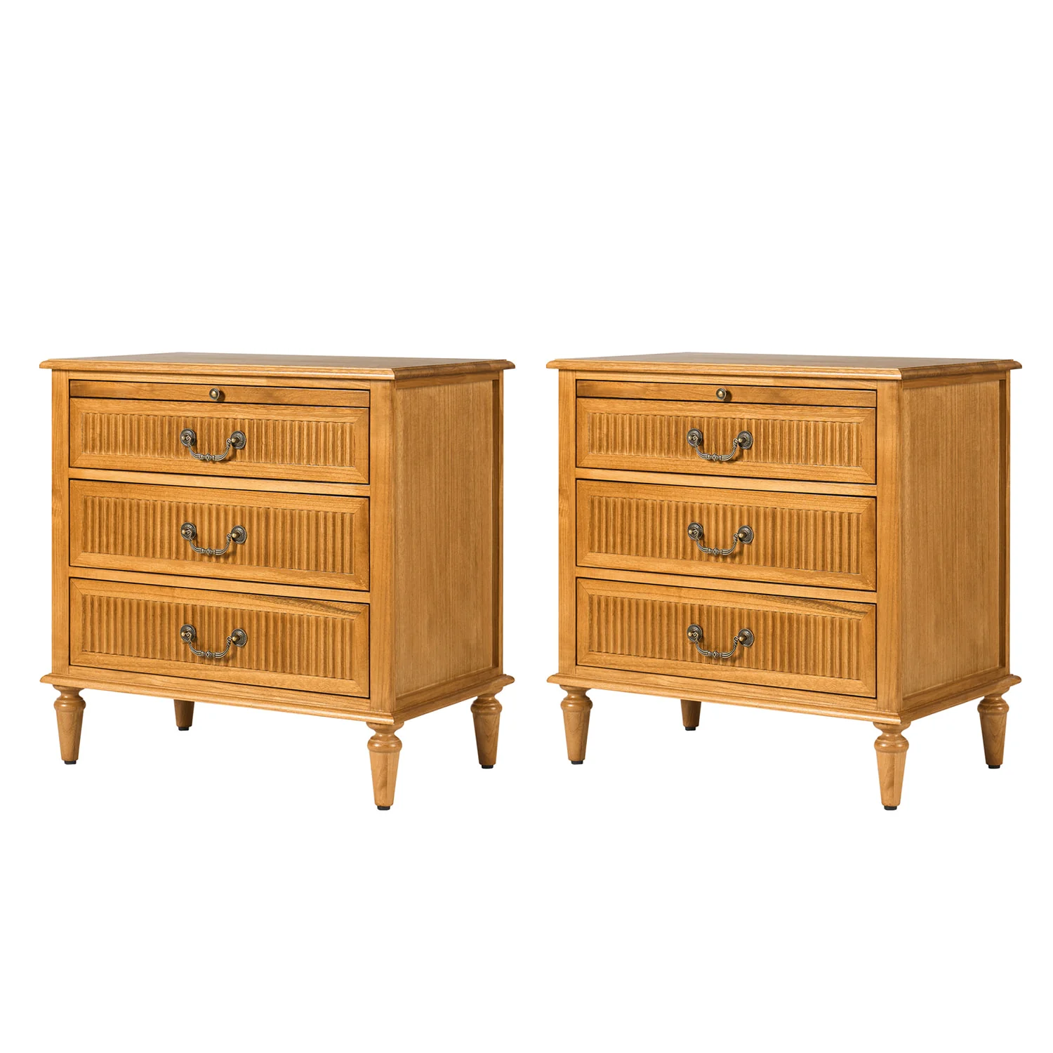 Farmhouse Solid Wood End Table with Fluted Drawer(Optional Types) - Image 33