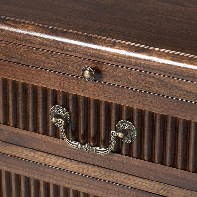 Farmhouse Solid Wood End Table with Fluted Drawer(Optional Types) - Image 5