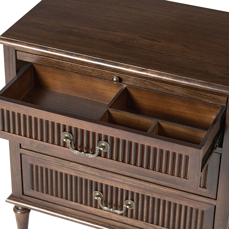 Farmhouse Solid Wood End Table with Fluted Drawer(Optional Types) - Image 6