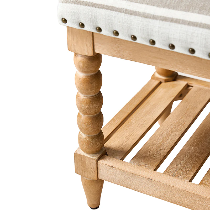 Felipa Farmhouse Rustic Wood Bench with Upholstered Seat and Storage Shelf - Image 31