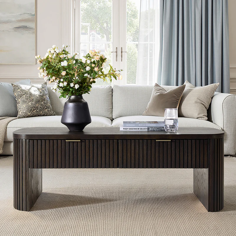 Filipo Modern Fluted Coffee Table with Drawers - Image 17