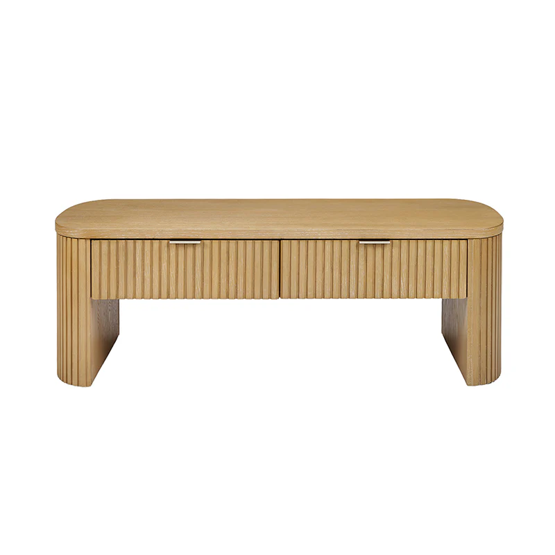 Filipo Modern Fluted Coffee Table with Drawers - Image 4
