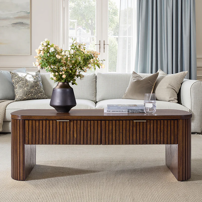 Filipo Modern Fluted Coffee Table with Drawers - Image 9