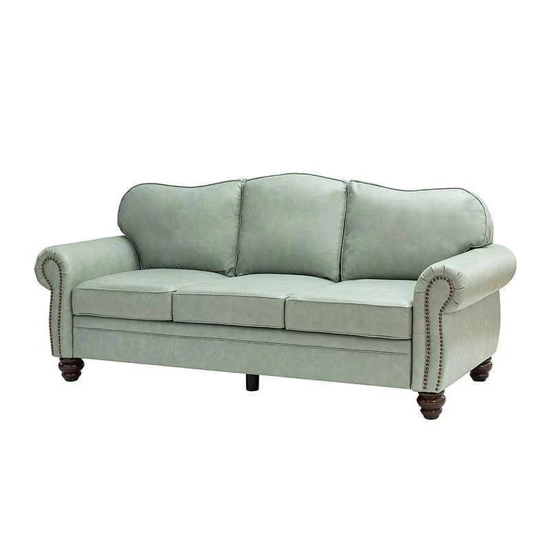 Flavio 81″ Genuine Leather Sofa – Vintage Glam Mid-Century Design - Image 12