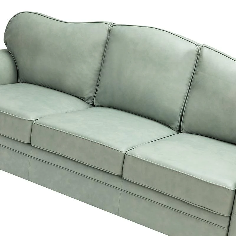 Flavio 81″ Genuine Leather Sofa – Vintage Glam Mid-Century Design - Image 15