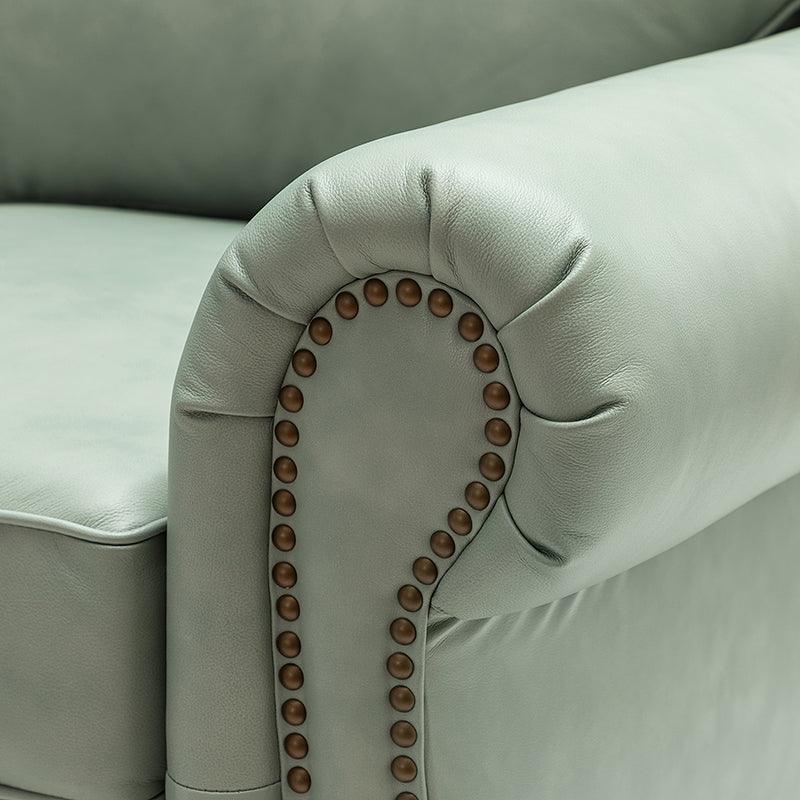 Flavio 81″ Genuine Leather Sofa – Vintage Glam Mid-Century Design - Image 16